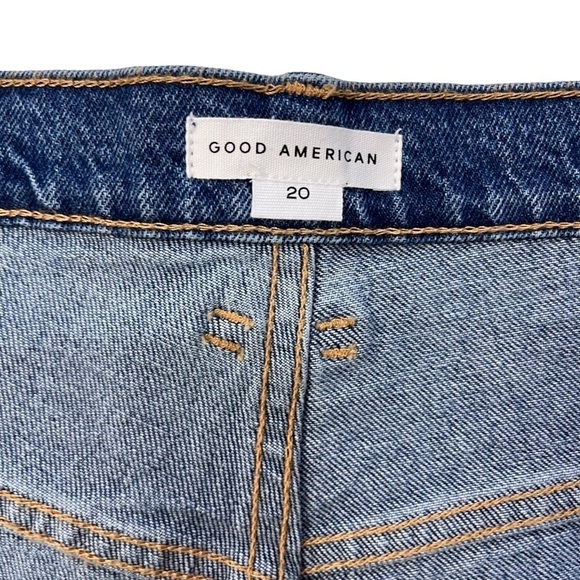 Good American Good 90’s Denim Cut Off Shorts Size 20 High Waisted Raw Hem - Picture 8 of 12